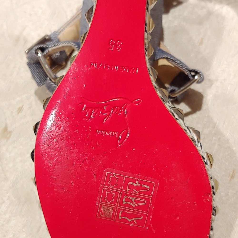 Christian Louboutin cataclou 140mm denim wedges 35 - Picture 7 of 8